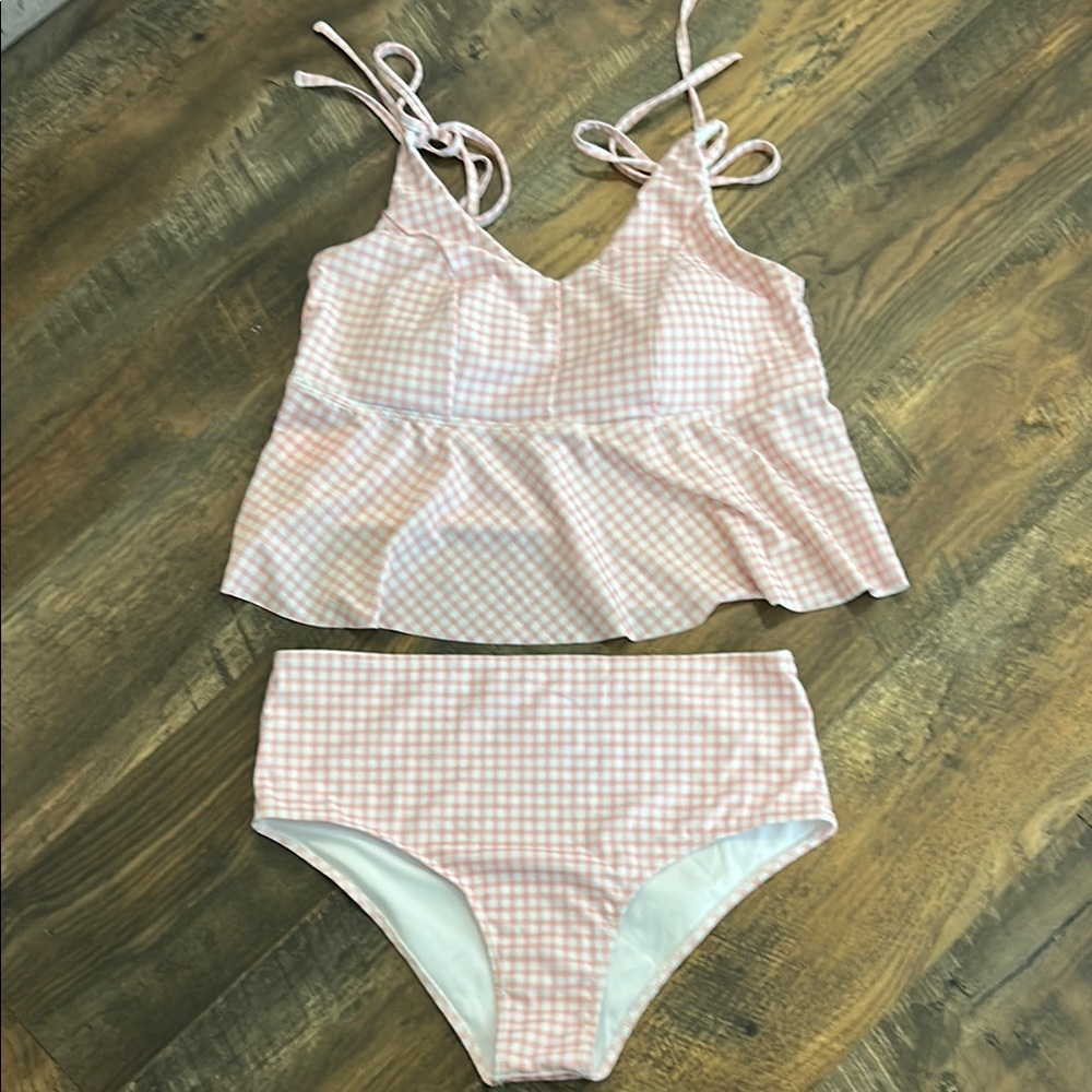Simply Southern Pink and White Bikini Set with Bow Details